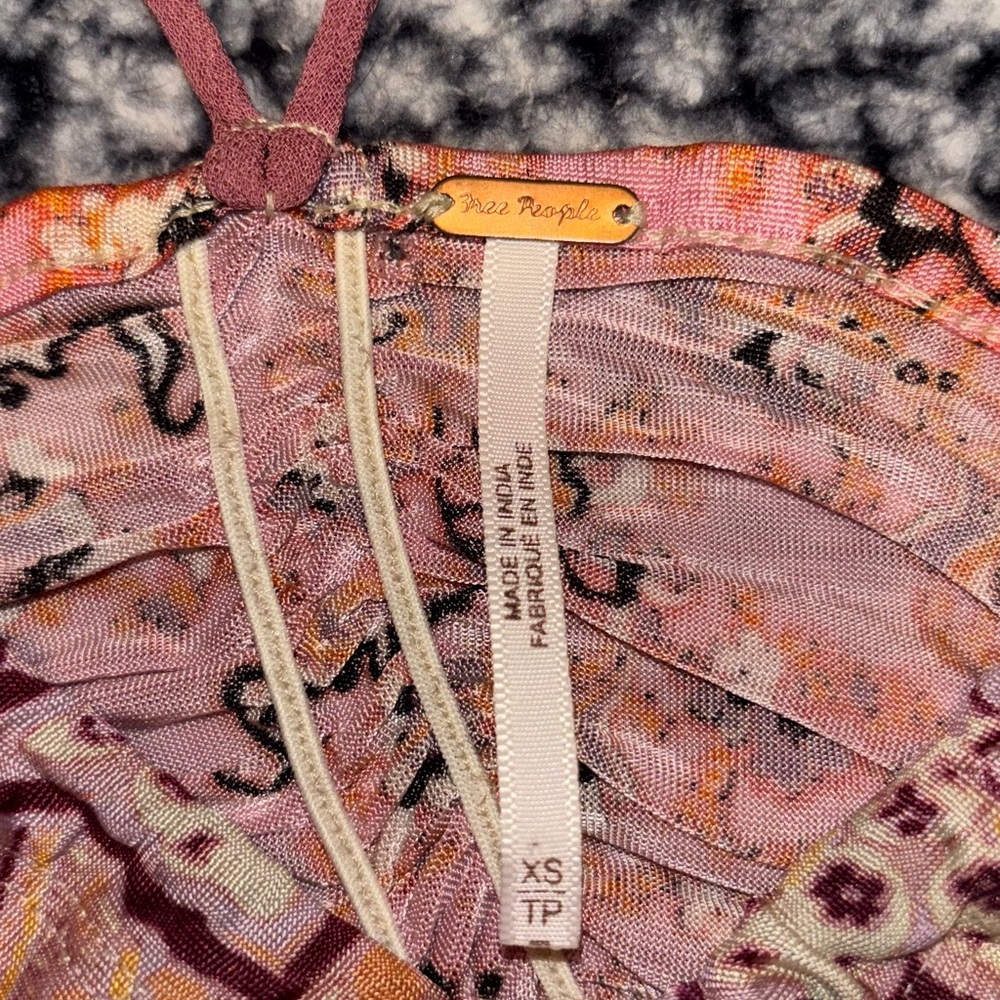 Free People Lavender and Orange Patterned Top